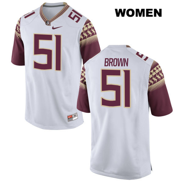 Women's NCAA Nike Florida State Seminoles #51 Josh Brown College White Stitched Authentic Football Jersey EKF7069RW